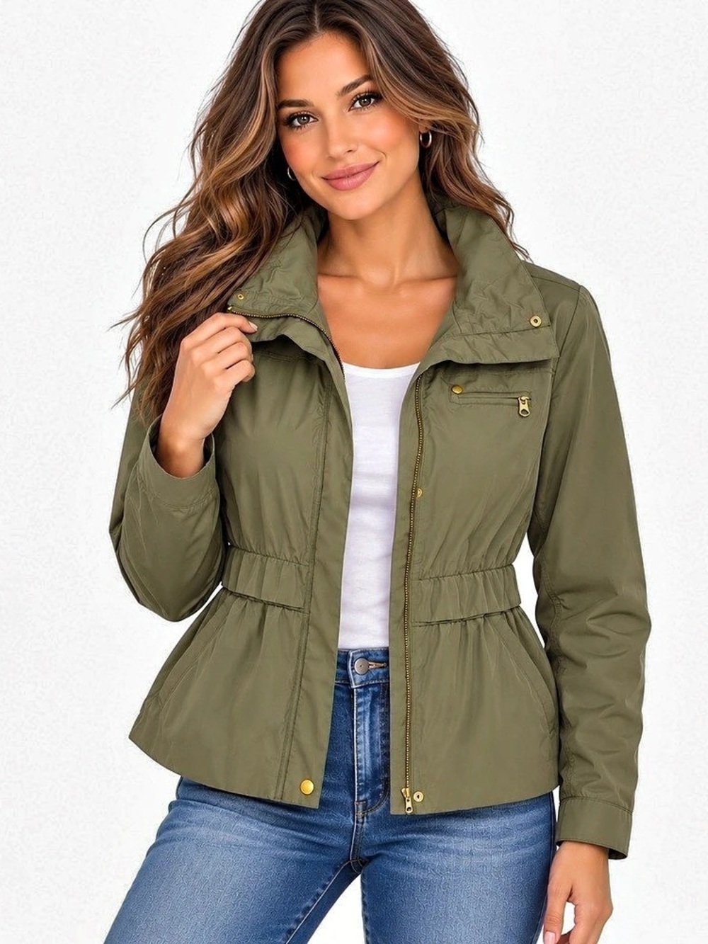A|X Armani Exchange Women's Olive Utility Jacket
